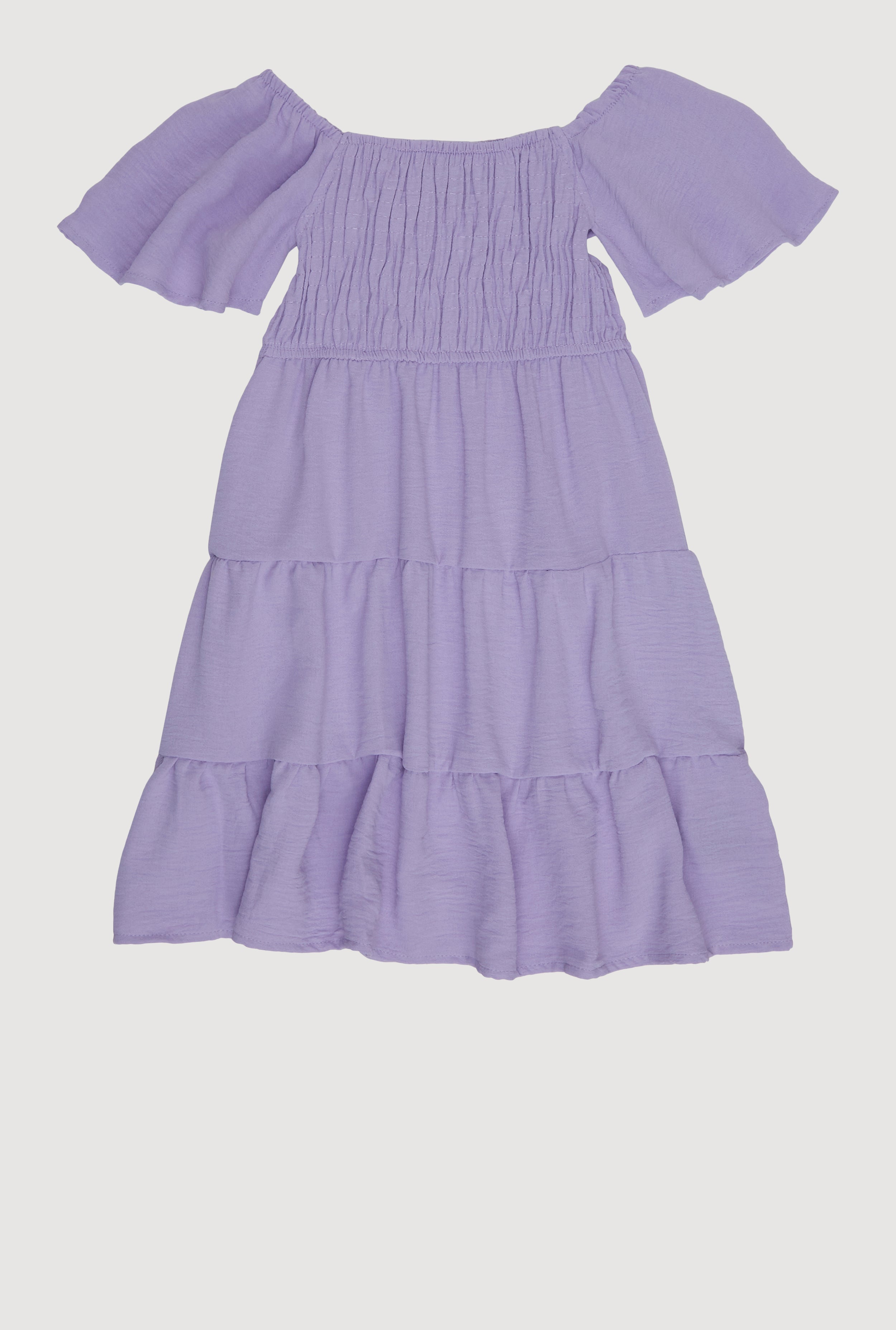 Little Girls Airy Crepe Knit Tiered Smocked Dress - Image 2