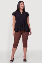Plus Size Flutter Sleeve Tiered Button Front Top