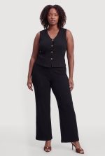 Plus Size Textured Knit Pull On Wide Leg Pants