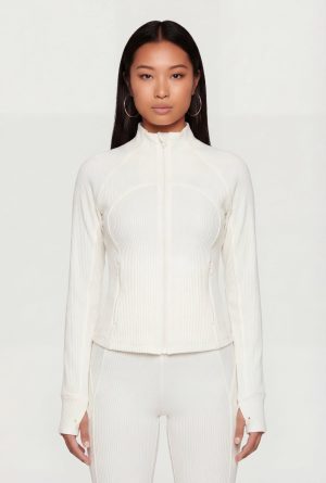 Brushed Knit Mock Neck Zip Front Sweatshirt